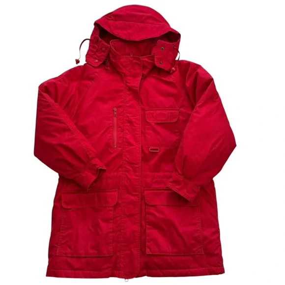Vintage 90s Eddie Bauer Goose Down Red Snow Insulated Heavy Hooded Jacket Medium - Picture 15 of 15